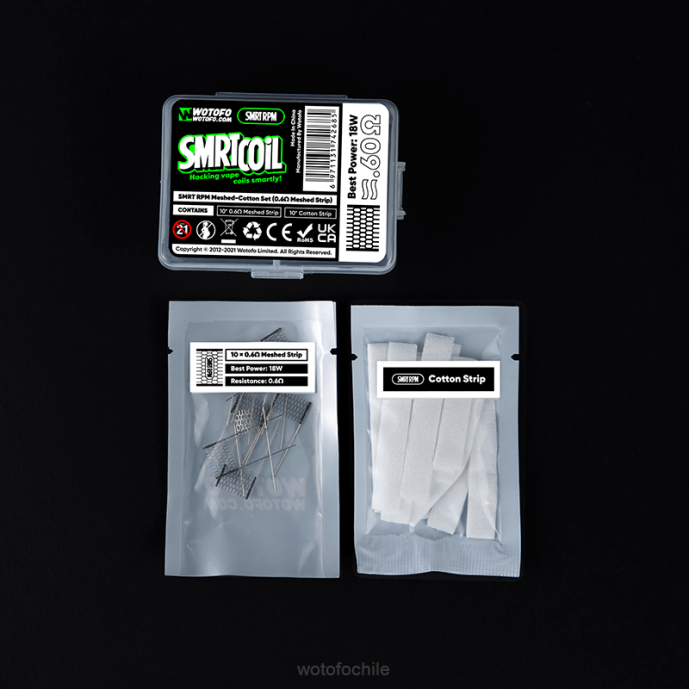 Wotofo SMRT conjunto rpm de malla y algodón Malla de 0,4 ohmios + algodón. - Wotofo vape review F42N349