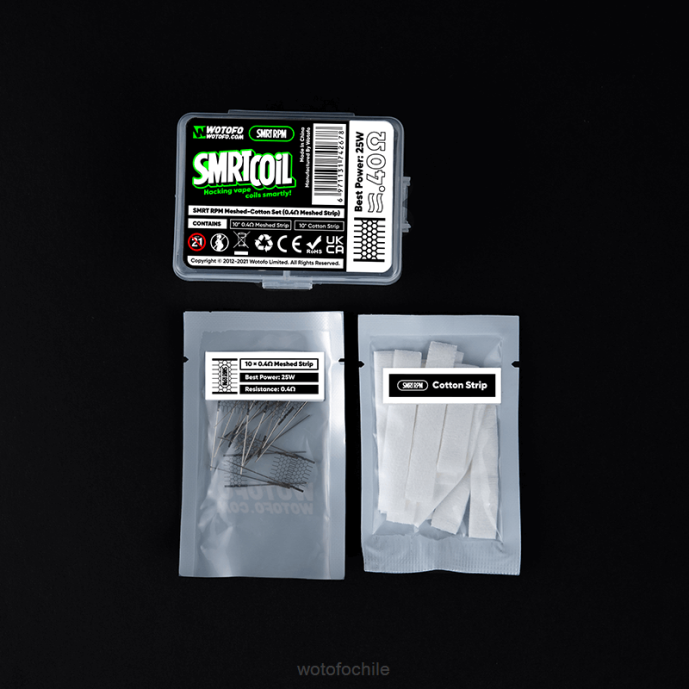 Wotofo SMRT conjunto rpm de malla y algodón Malla de 0,4 ohmios + algodón. - Wotofo vape review F42N349
